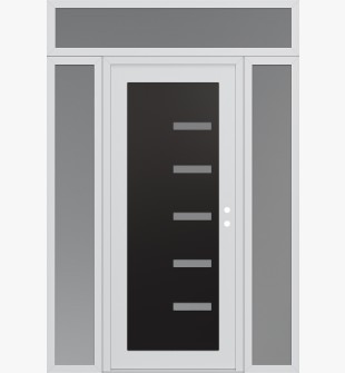 Diamond C8 60" x 96" white/white frosted Glass Panel black LHI with 2 Sidelites and Transom frosted Glass