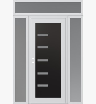 Diamond C8 60" x 96" white/white frosted Glass Panel black RHI with 2 Sidelites and Transom frosted Glass