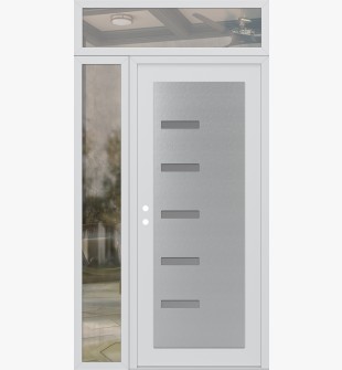 Diamond C8 50" x 96" white/white frosted Glass Panel stainless steel RHI with Sidelite and Transom clear Glass