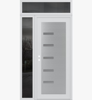 Diamond C8 48" x 96" white/white frosted Glass Panel stainless steel RHI with Sidelite and Transom mirrored Glass