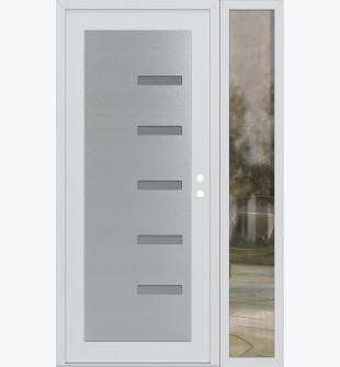 Diamond C8 52" x 80" white/white frosted Glass Panel stainless steel LHI with Sidelite clear Glass