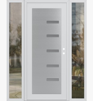 Diamond C8 68" x 80" white/white frosted Glass Panel stainless steel LHI with 2 Sidelites clear Glass