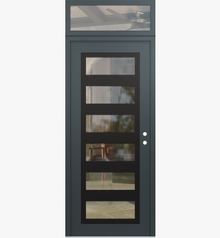 Diamond C9 36" x 96" anthracite/anthracite clear Glass Panel black LHI with Transom clear Glass