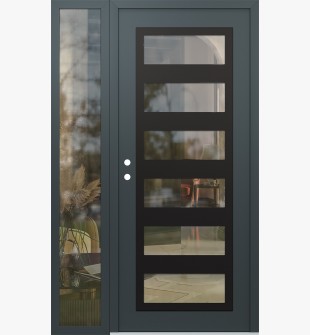 Diamond C9 48" x 80" anthracite/anthracite clear Glass Panel black RHI with Sidelite clear Glass