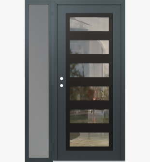 Diamond C9 50" x 80" anthracite/anthracite clear Glass Panel black RHI with Sidelite frosted Glass