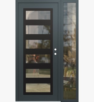 Diamond C9 48" x 80" anthracite/anthracite clear Glass Panel black LHI with Sidelite clear Glass