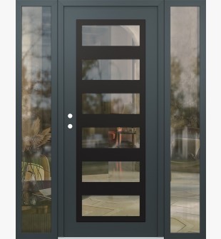 Diamond C9 68" x 80" anthracite/anthracite clear Glass Panel black RHI with 2 Sidelites clear Glass