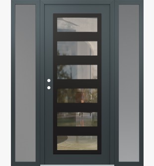 Diamond C9 68" x 80" anthracite/anthracite clear Glass Panel black RHI with 2 Sidelites frosted Glass