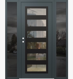 Diamond C9 68" x 80" anthracite/anthracite clear Glass Panel black RHI with 2 Sidelites mirrored Glass