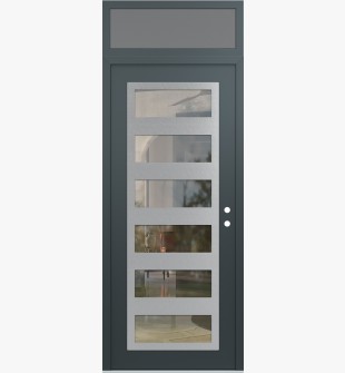 Diamond C9 36" x 96" anthracite/anthracite clear Glass Panel stainless steel LHI with Transom frosted Glass