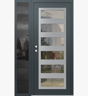 Diamond C9 52" x 80" anthracite/anthracite clear Glass Panel stainless steel RHI with Sidelite mirrored Glass