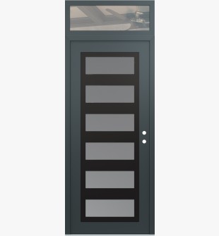 Diamond C9 36" x 96" anthracite/anthracite frosted Glass Panel black LHI with Transom clear Glass