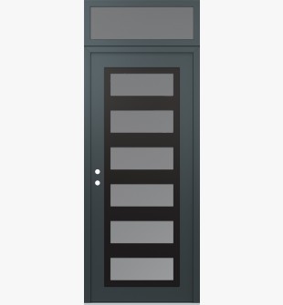 Diamond C9 36" x 96" anthracite/anthracite frosted Glass Panel black RHI with Transom frosted Glass