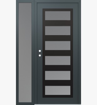 Diamond C9 52" x 80" anthracite/anthracite frosted Glass Panel black RHI with Sidelite frosted Glass