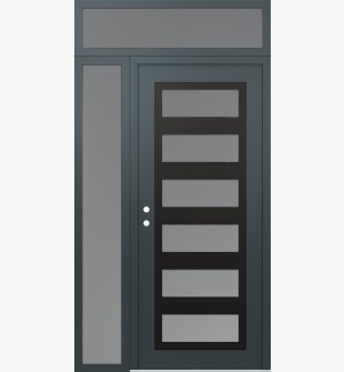 Diamond C9 52" x 96" anthracite/anthracite frosted Glass Panel black RHI with Sidelite and Transom frosted Glass