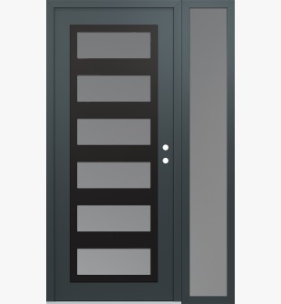 Diamond C9 52" x 80" anthracite/anthracite frosted Glass Panel black LHI with Sidelite frosted Glass
