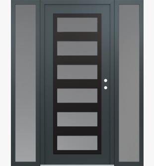 Diamond C9 64" x 80" anthracite/anthracite frosted Glass Panel black LHI with 2 Sidelites frosted Glass