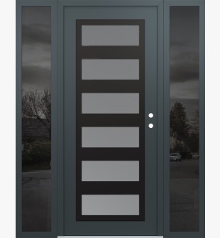 Diamond C9 68" x 80" anthracite/anthracite frosted Glass Panel black LHI with 2 Sidelites mirrored Glass
