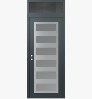Diamond C9 36" x 96" anthracite/anthracite frosted Glass Panel stainless steel RHI with Transom mirrored Glass