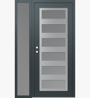 Diamond C9 48" x 80" anthracite/anthracite frosted Glass Panel stainless steel RHI with Sidelite frosted Glass