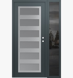 Diamond C9 50" x 80" anthracite/anthracite frosted Glass Panel stainless steel LHI with Sidelite mirrored Glass