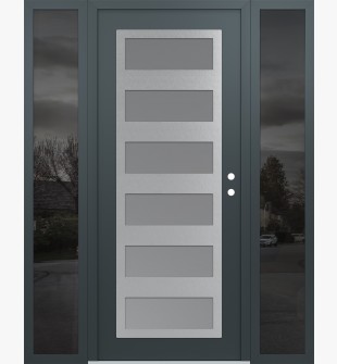 Diamond C9 60" x 80" anthracite/anthracite frosted Glass Panel stainless steel LHI with 2 Sidelites mirrored Glass