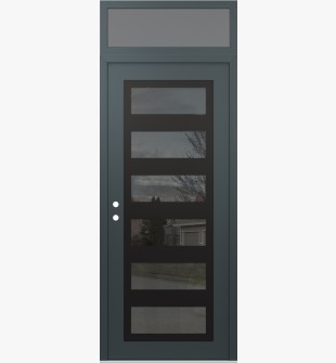 Diamond C9 36" x 96" anthracite/anthracite mirrored Glass Panel black RHI with Transom frosted Glass