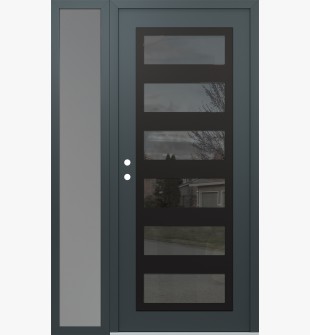 Diamond C9 50" x 80" anthracite/anthracite mirrored Glass Panel black RHI with Sidelite frosted Glass