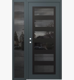 Diamond C9 52" x 80" anthracite/anthracite mirrored Glass Panel black RHI with Sidelite mirrored Glass