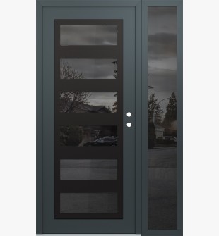 Diamond C9 52" x 80" anthracite/anthracite mirrored Glass Panel black LHI with Sidelite mirrored Glass
