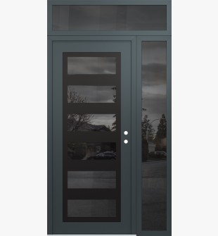 Diamond C9 52" x 96" anthracite/anthracite mirrored Glass Panel black LHI with Sidelite and Transom mirrored Glass