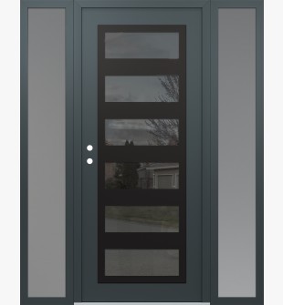 Diamond C9 60" x 80" anthracite/anthracite mirrored Glass Panel black RHI with 2 Sidelites frosted Glass