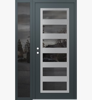 Diamond C9 48" x 80" anthracite/anthracite mirrored Glass Panel stainless steel RHI with Sidelite mirrored Glass