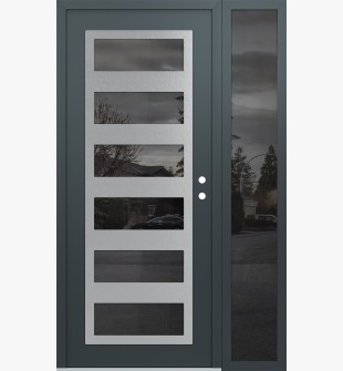 Diamond C9 48" x 80" anthracite/anthracite mirrored Glass Panel stainless steel LHI with Sidelite mirrored Glass
