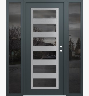 Diamond C9 68" x 80" anthracite/anthracite mirrored Glass Panel stainless steel LHI with 2 Sidelites mirrored Glass