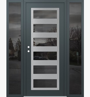 Diamond C9 64" x 80" anthracite/anthracite mirrored Glass Panel stainless steel RHI with 2 Sidelites mirrored Glass