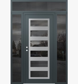 Diamond C9 68" x 96" anthracite/anthracite mirrored Glass Panel stainless steel RHI with 2 Sidelites and Transom mirrored Glass