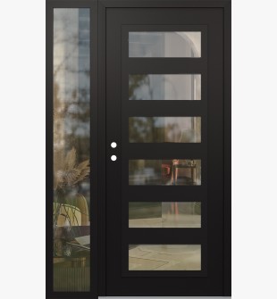 Diamond C9 48" x 80" black/black clear Glass Panel black RHI with Sidelite clear Glass