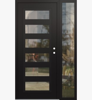 Diamond C9 48" x 80" black/black clear Glass Panel black LHI with Sidelite clear Glass