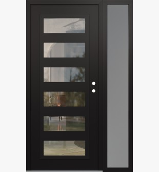 Diamond C9 48" x 80" black/black clear Glass Panel black LHI with Sidelite frosted Glass