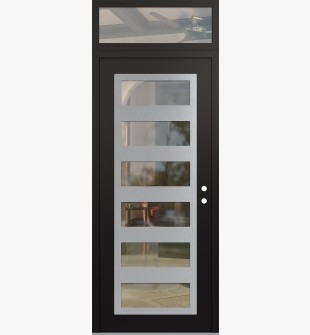 Diamond C9 36" x 96" black/black clear Glass Panel stainless steel LHI with Transom clear Glass