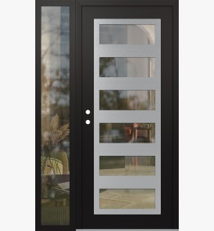 Diamond C9 52" x 80" black/black clear Glass Panel stainless steel RHI with Sidelite clear Glass