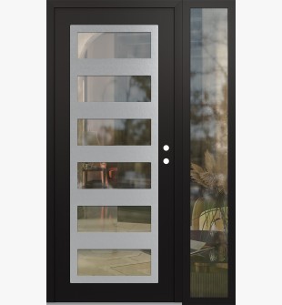 Diamond C9 52" x 80" black/black clear Glass Panel stainless steel LHI with Sidelite clear Glass