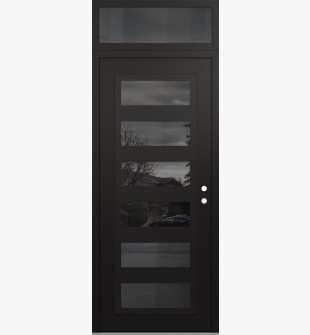 Diamond C9 36" x 96" black/black mirrored Glass Panel black LHI with Transom mirrored Glass