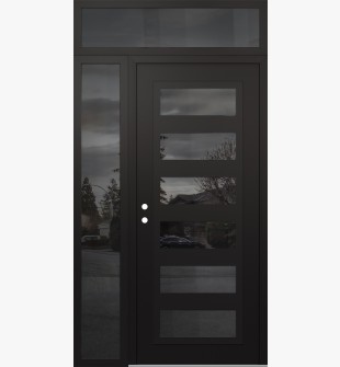 Diamond C9 52" x 96" black/black mirrored Glass Panel black RHI with Sidelite and Transom mirrored Glass