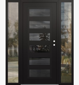 Diamond C9 64" x 80" black/black mirrored Glass Panel black LHI with 2 Sidelites clear Glass