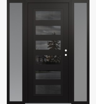 Diamond C9 68" x 80" black/black mirrored Glass Panel black LHI with 2 Sidelites frosted Glass