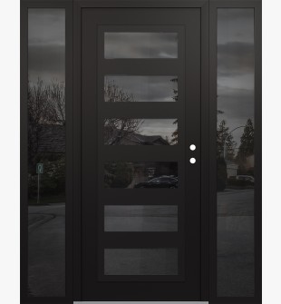 Diamond C9 64" x 80" black/black mirrored Glass Panel black LHI with 2 Sidelites mirrored Glass