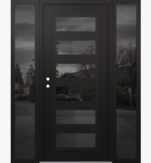 Diamond C9 68" x 80" black/black mirrored Glass Panel black RHI with 2 Sidelites mirrored Glass