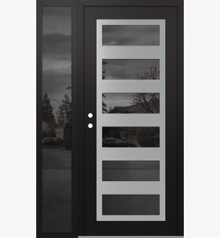Diamond C9 50" x 80" black/black mirrored Glass Panel stainless steel RHI with Sidelite mirrored Glass